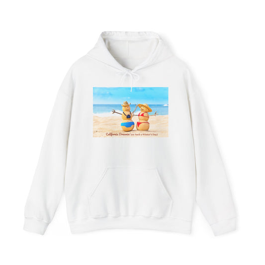 Funny Christmas Beach Hoodie | Mr. & Mrs. Sand Snowman | California Holiday Sweatshirt | Warm Coastal Gift | Unisex Winter Hoodie