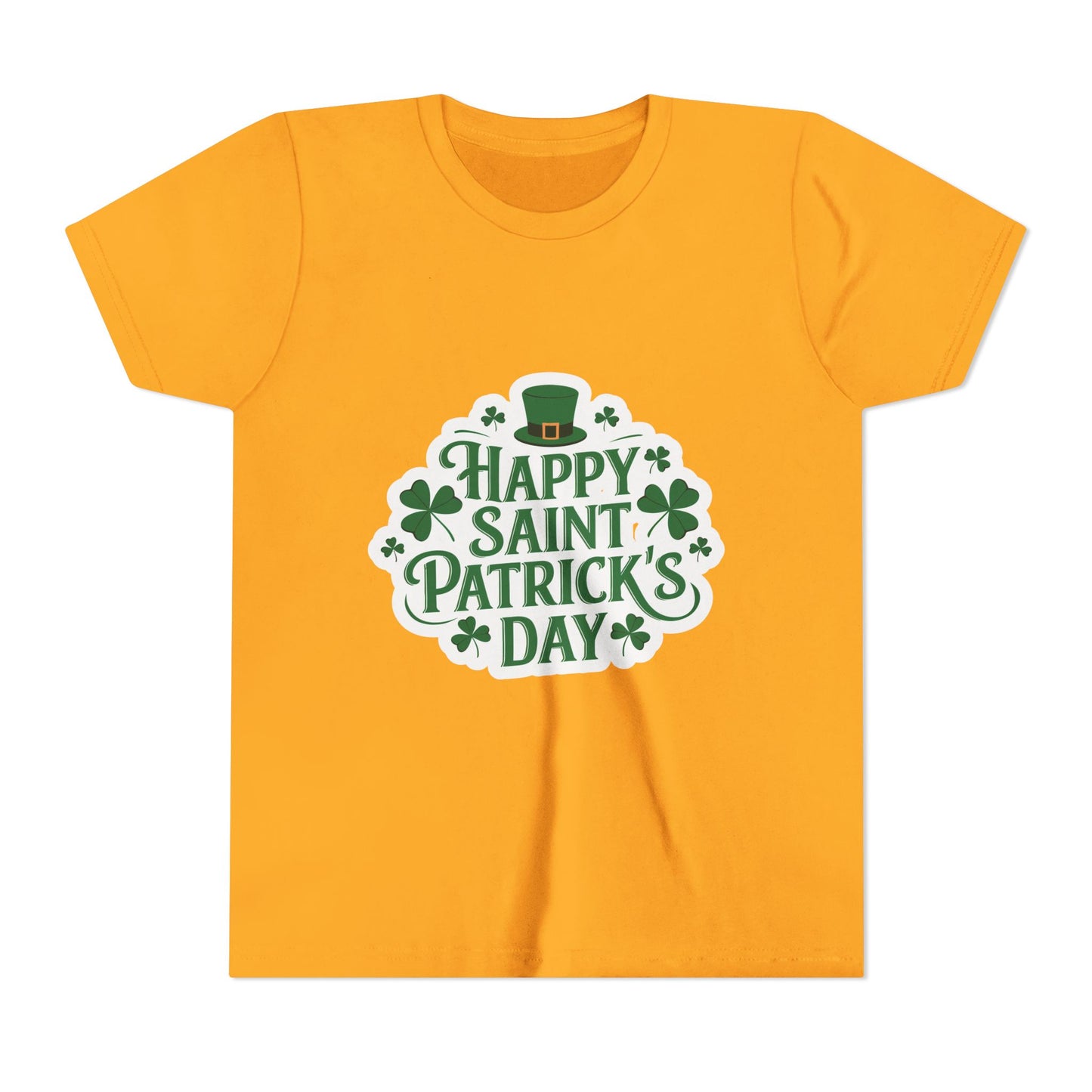Happy Saint Patrick's Day Youth Tee | Shamrocks, Leprechaun Hat