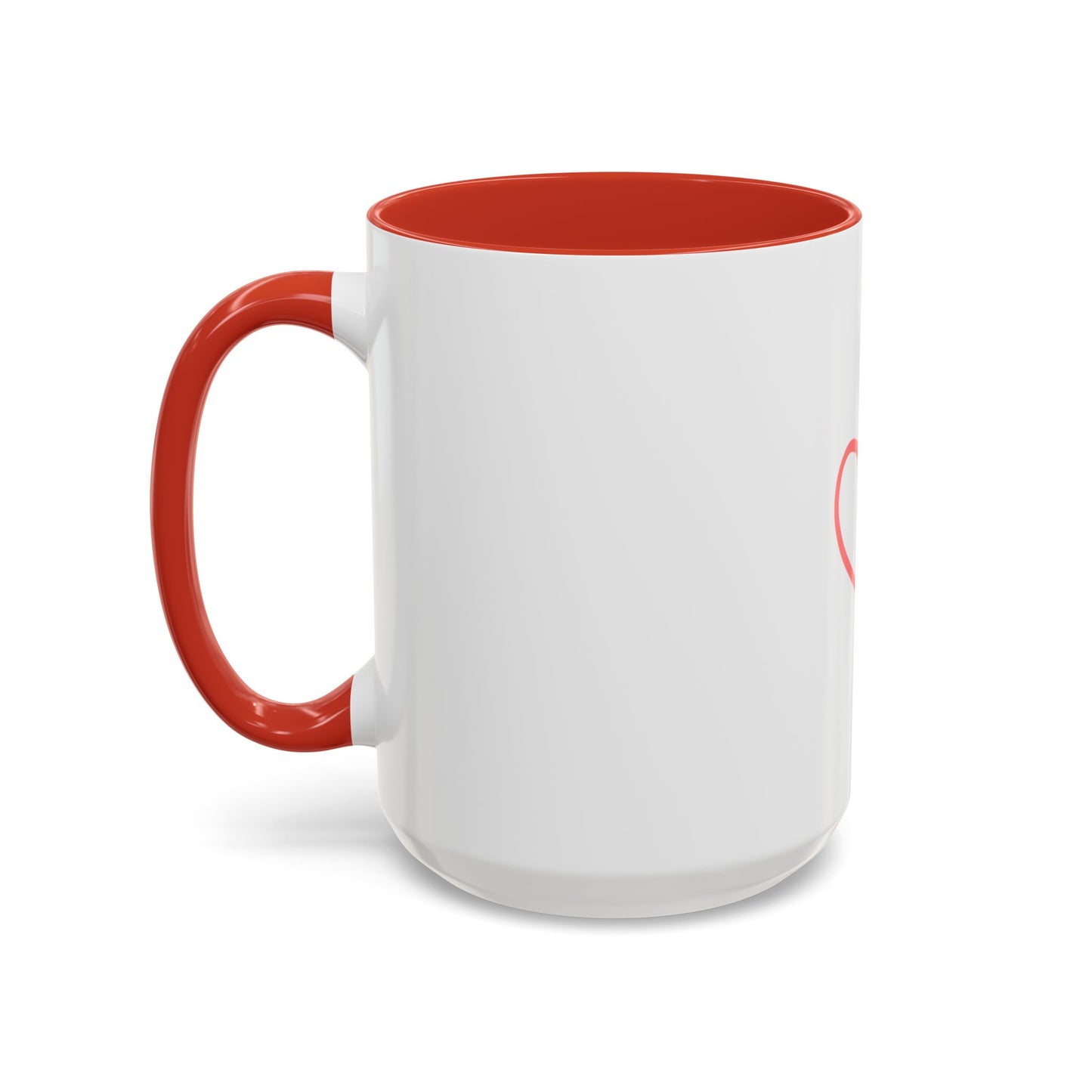P.S. I Hope You Feel Beautiful Today - Accent Coffee Mug | Inspirational Ceramic Cup with Color Handle (11, 15oz) - Red Heart