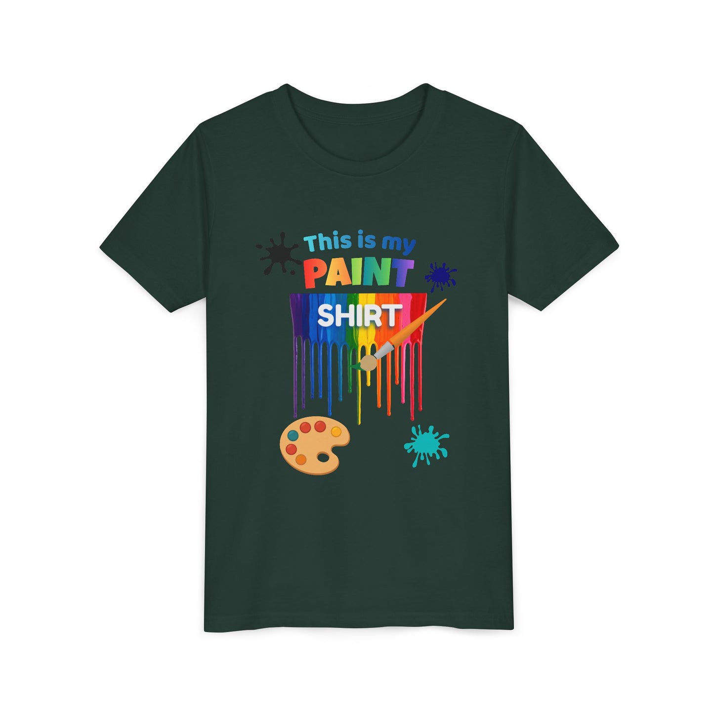 This Is My Paint Shirt Youth Tee | Rainbow Paint Drip Art Palette