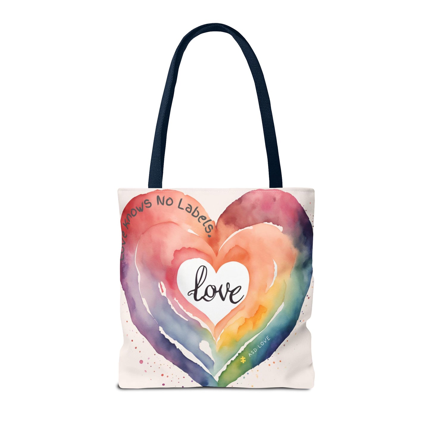 Love Knows No Labels Watercolor Heart Tote Bag - Celebrate Diversity &Unity